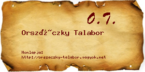 Orszáczky Talabor névjegykártya